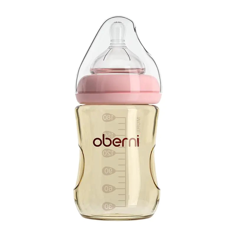 Oberni PPSU Anti-Colic Baby Bottle – 6oz with Slow Flow Natural Response Nipple (Size S) – For Newborns & Preemies (Pink)