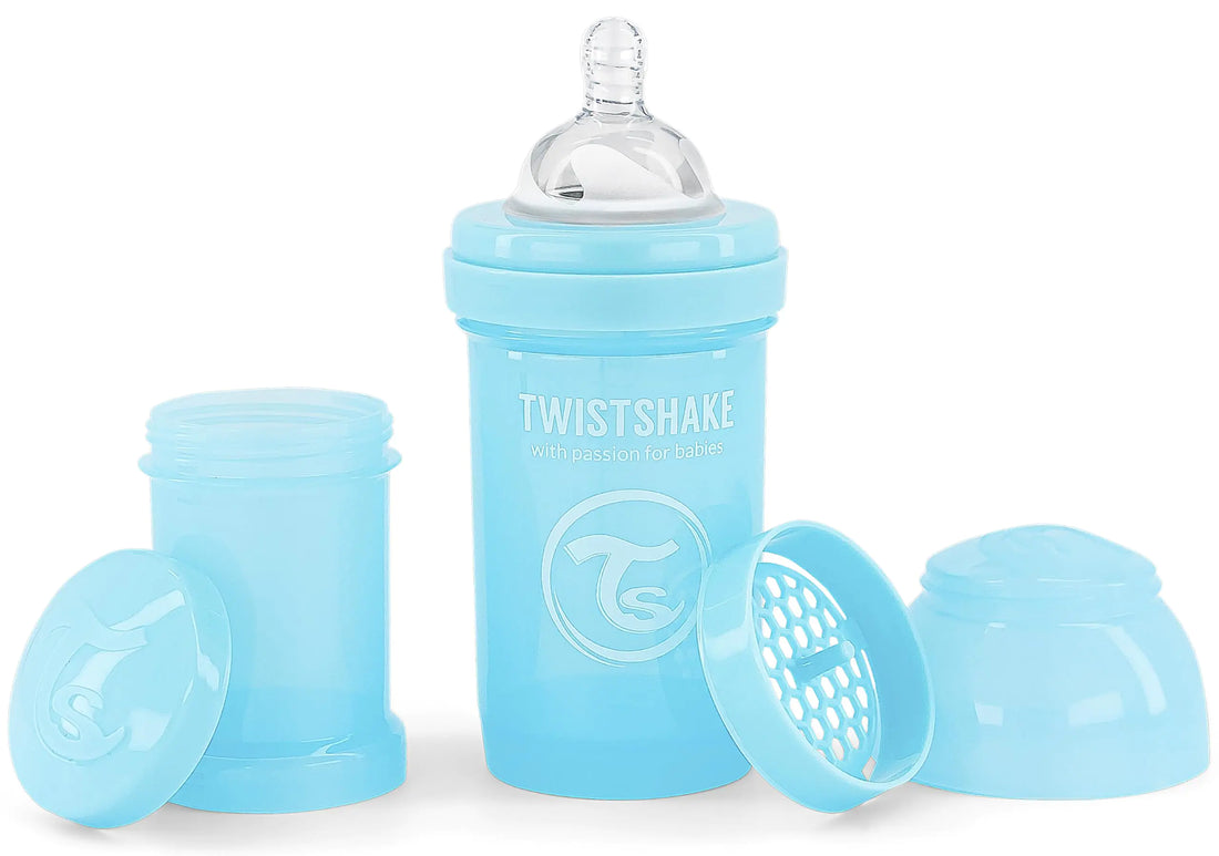 Twistshake Anti-Colic Baby Bottle – 180ml/6oz with Milk Storage Container (Pastel Blue)