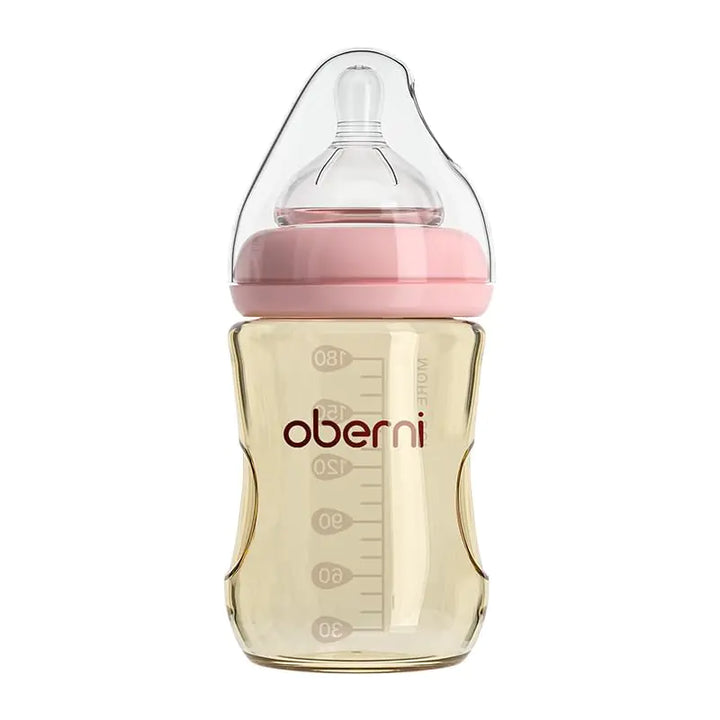 Oberni PPSU Anti-Colic Baby Bottle – 6oz with Slow Flow Natural Response Nipple (Size S) – For Newborns & Preemies (Pink)
