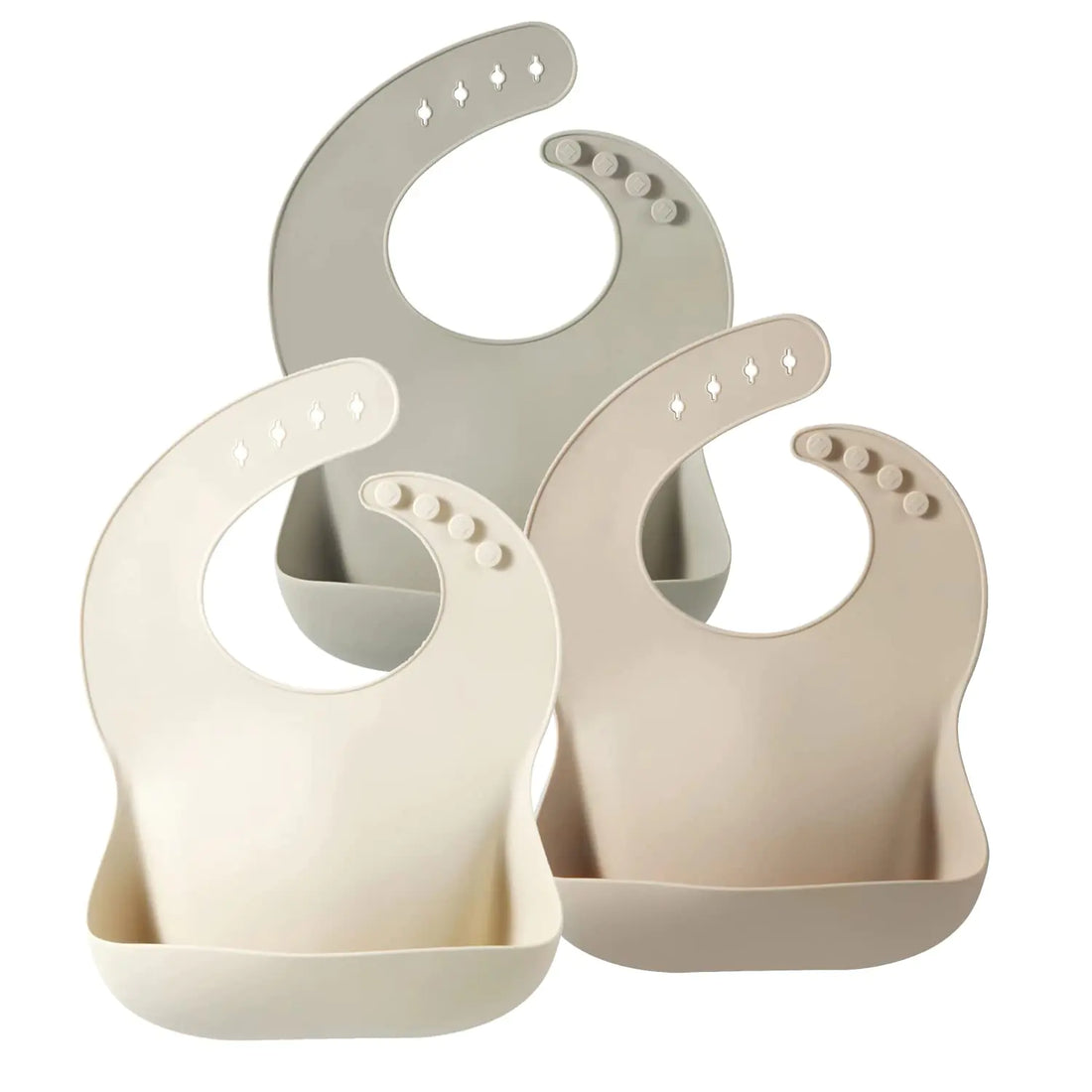 Babero de silicona PandaEar para bebés: ajustable, impermeable, sin BPA y con un amplio bolsillo para recoger la comida.