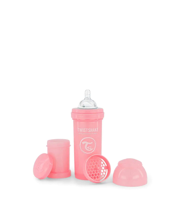 Twistshake Anti-Colic Baby Bottle – 260ml/8oz with 100ml Milk Storage Container (Pastel Pink)