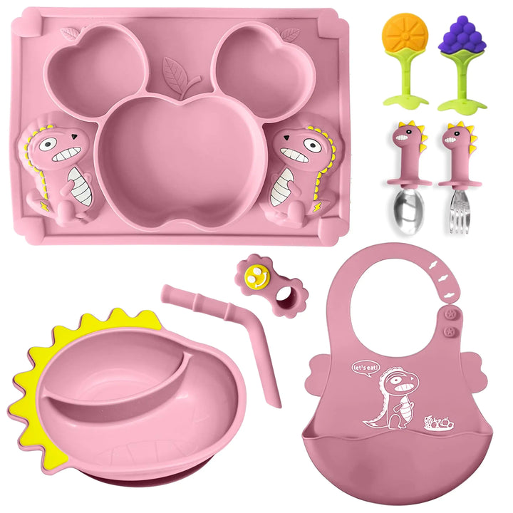 Dinosaur Baby Feeding Set – Princess Pink