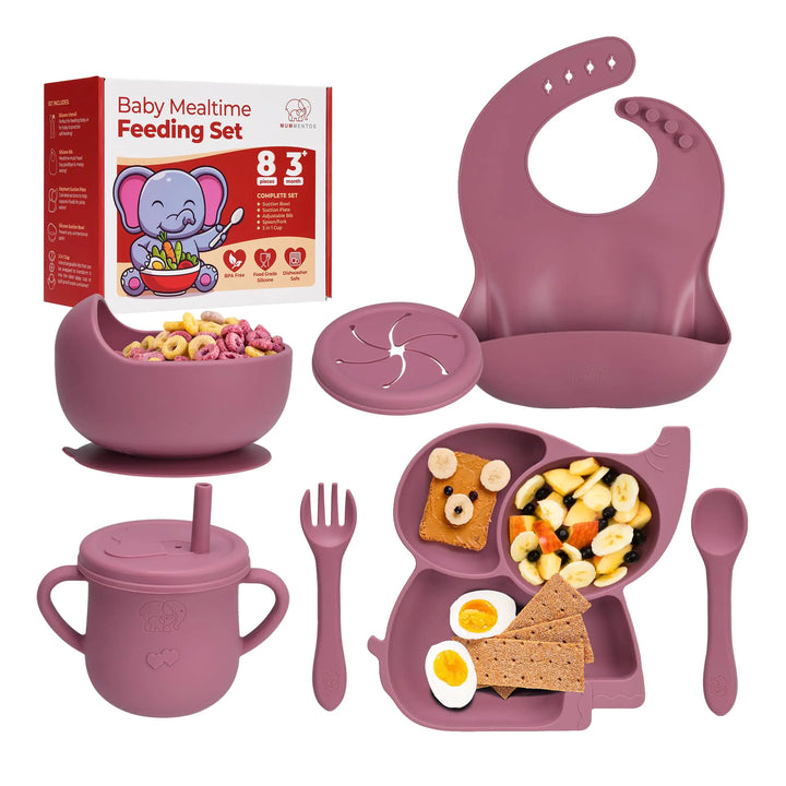 Complete Silicone Baby Feeding Set – 6+ Months | Bibs, Bowls, Plates, 3-in-1 Sippy Cup, Spoon & Fork | BPA/PVC/Lead/Phthalate-Free